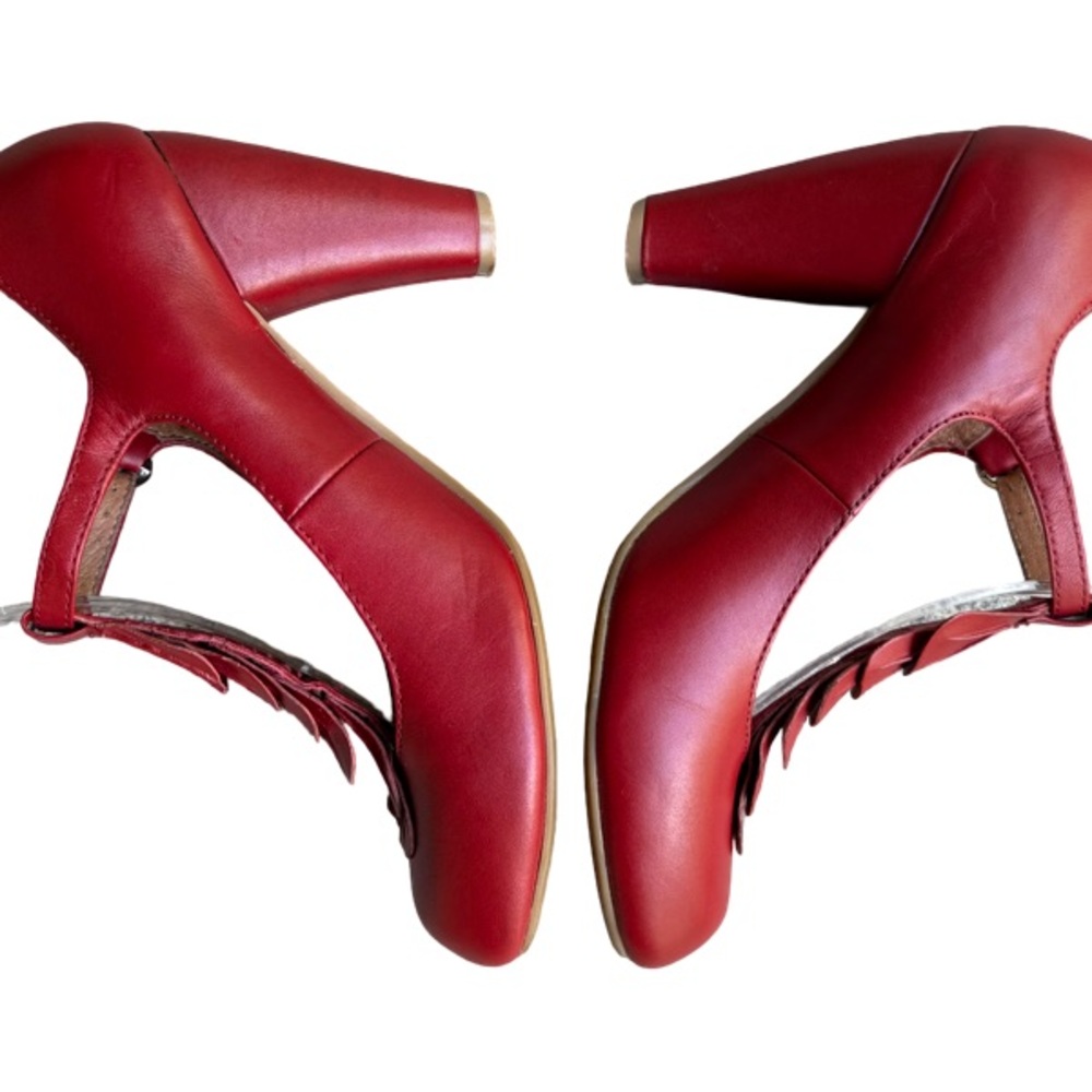 Aldo Red Leather Mary Jane’s Size 37 US 6.5 - Picture 8 of 11